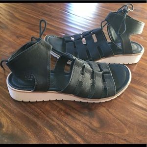 Euro Soft Black Lace Up Gladiator Sandals